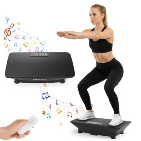 Black Full Body Vibration Plate Exercise Machine, 10 Adjustable Speed Levels With Remote Control & Music Function, 440LBS Weight Capacity (Option: Defaulttitle)