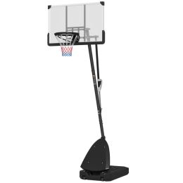 4.9-10' Basketball Stand, Freestanding Basketball System with 44" Shatterproof Backboard, Rebound System and Wheels (Option: Black-1170x800x245 mm)