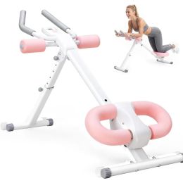 Adjustable Ab Machine For Stomach Workout, Core Workout Equipment For Home Gym, Ab Trainer With 2 Incline & 5 Height Levels, Knee & Elbow Protect (Option: Pink)