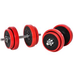 Adjustable Dumbbell Set, 44lbs Convertible To Barbell Weight Set Made With Metal Sand And Plastic For Home Gym Women And Men Weight Lifting Train (Option: Red Wine)