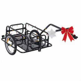 Foldable Bike Cargo Trailer Cart with Hitch, 88 lbs. Capacity, Black (Option: Black-800x190x760 mm)