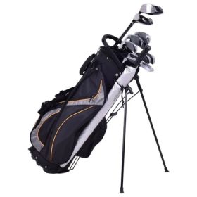 Water-Resistant Golf Stand Bag - 420D Nylon, 3-Way Dividers+7 Zipper Pockets, Black (Option: Defaulttitle)