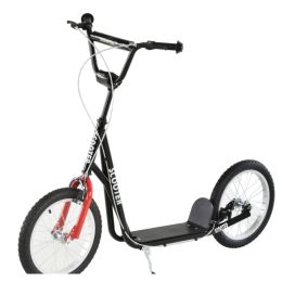 Kids Kick Scooter, Black, Adjustable Handlebar, Dual Rear Brakes, Inflatable Wheels (Option: Black)