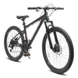 A26317 KIAPALNO 26 Inch All-Terrain Mountain Bike With Disc Brakes 21-Speed Drivetrain & Durable Carbon Steel Frame Ideal For Men And Women, Perf (Option: A26317KBLACK)