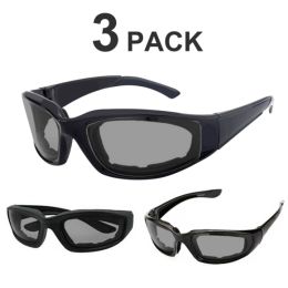 3 Pairs Motorcycle Sports Biker Riding Glasses Wind Resistant Eye Protection Sports Goggles Cycling Glasses Sunglasses Grey Color(TK/TMEU For Sel (Option: Defaulttitle)