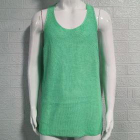 Men's Summer Loose Sleeveless Knitted Vest (Option: Green-L)